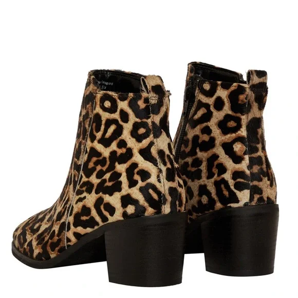 LEOPARD Genuine Cowhide & Leather Bootie TREND ankle boot used - Picture 2 of 14